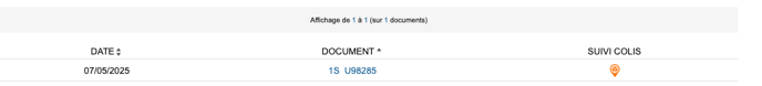 DATE / N° DE DOCUMENT / SUIVI COLIS
